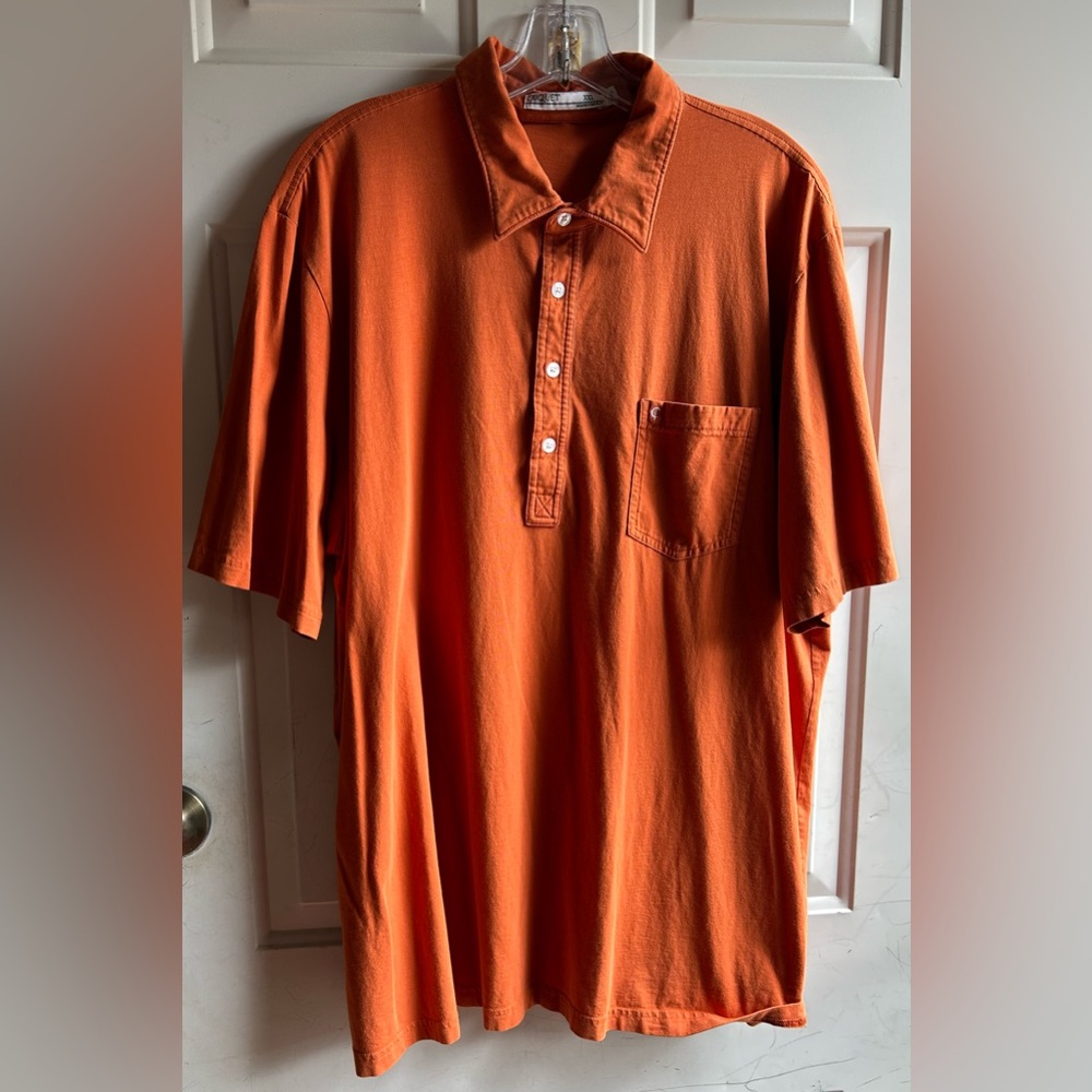 Criquet Short Sleeve Polo-Style Shirt Solid Orange Size XXL
